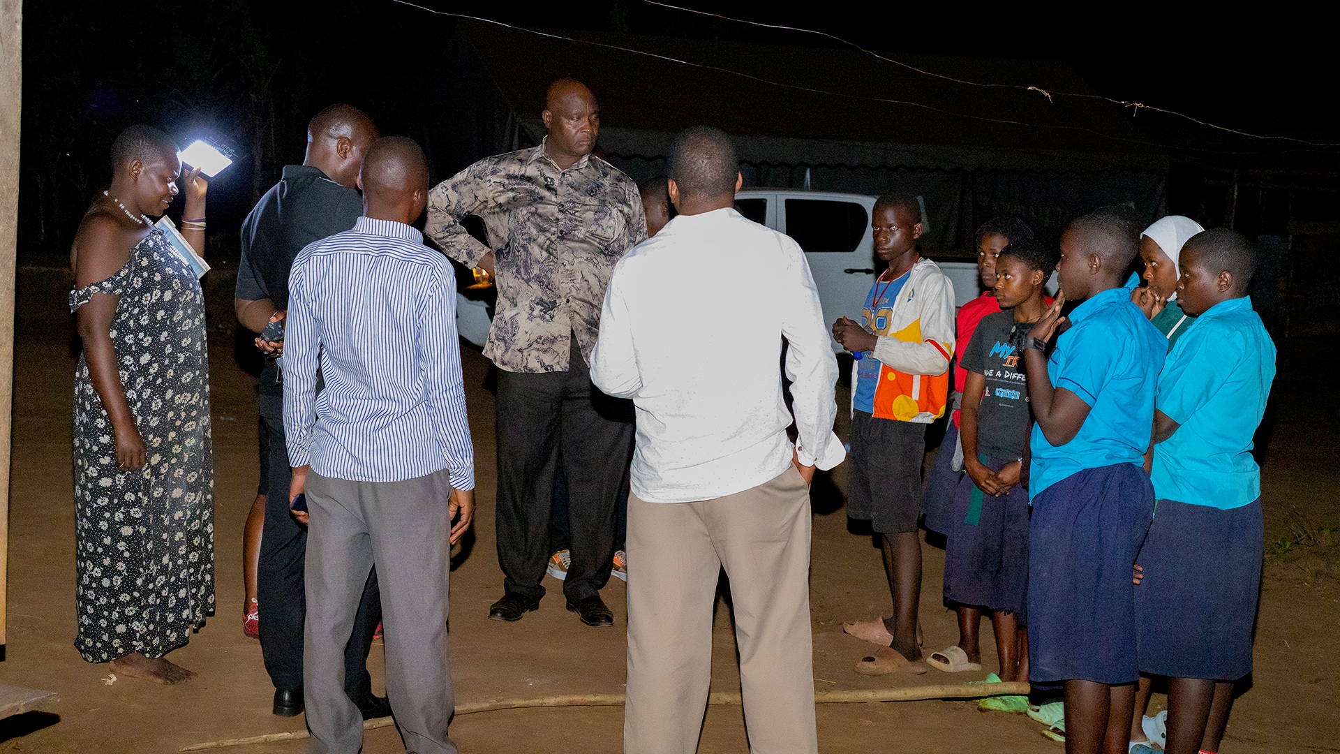 The district team while interacting with pupils
